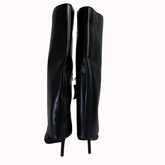 Worthington Black Stiletto Dress Boots Size 6.5 Fold Over Pointed Toe Night Out - Picture 12 of 16